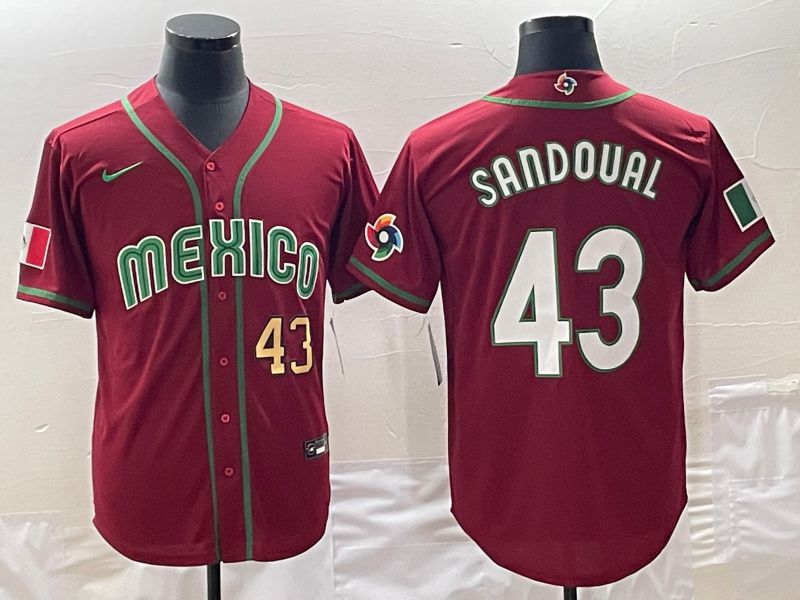 Men 2023 World Cub Mexico #43 Sandoual Red Nike MLB Jersey4->more jerseys->MLB Jersey